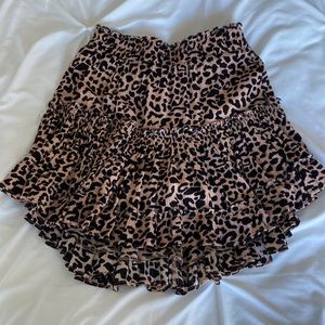 Flowy, mini, ruffled, cheetah print skirt